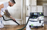 Festool CTM MIDI compact extractor in action, demonstrating efficient dust extraction capabilities for woodworking tasks