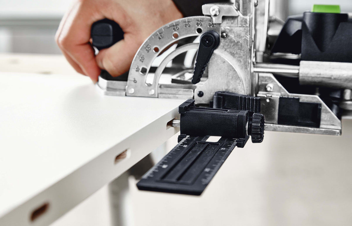 Festool DF 500 DOMINO Joining Machine in 100 Year Limited Edition Systainer Plus Cap, showcasing oval shape for stability