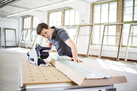 Festool FS Guide Rail 2700mm angled view showing anodised aluminium construction and integrated splinterguard