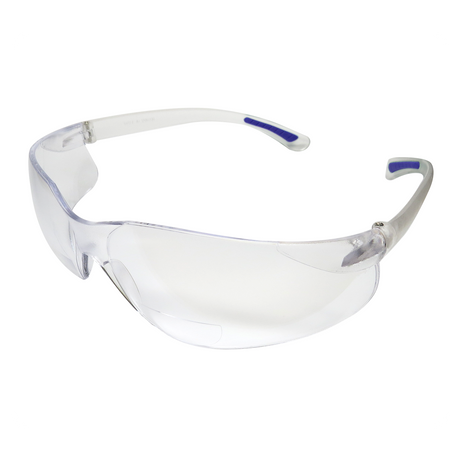 FastCap CatEyes Safety Glasses with 2.5 Bifocal Diopter Magnification, clear lens, side view