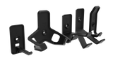 Superhooks Garage Bundle 27-Piece Black Modular Tool Wall Hooks on display in a lineup