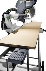 Festool KS 120R Set KAPEX 260mm Slide Compound Mitre Saw in action, showcasing precision cuts and unique design