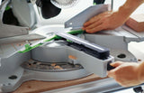 Festool KS 120R Set KAPEX 260mm Slide Compound Mitre Saw showing precise cutting of skirting board at finished angle