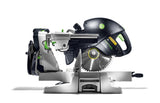 Festool KS 120R Set KAPEX 260mm Slide Compound Mitre Saw in action cutting skirting board at an angle