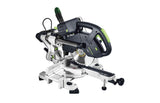Festool KS 60 KAPEX 216mm Slide Compound Mitre Saw with LED Spotlight - Side view showcasing precision and built-in light