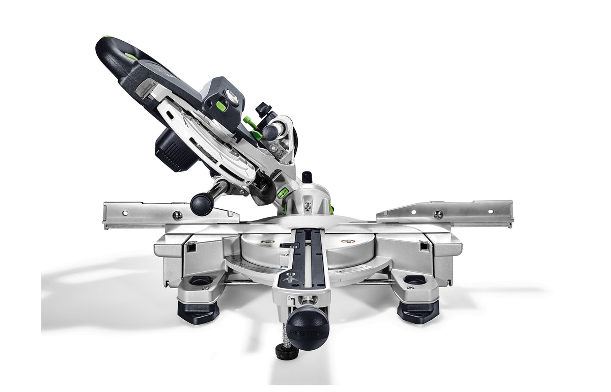 Festool KS 60 KAPEX Set 216mm Slide Compound Mitre Saw in action with LED spotlight