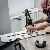 Trend 700mm Professional Kitchen Worktop Router Jig, showcasing 35mm routing capabilities on laminate surface