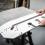 Trend 700mm Professional Kitchen Worktop Router Jig, showcasing precise CNC-machined Compact Grade High-Pressure Laminate construction
