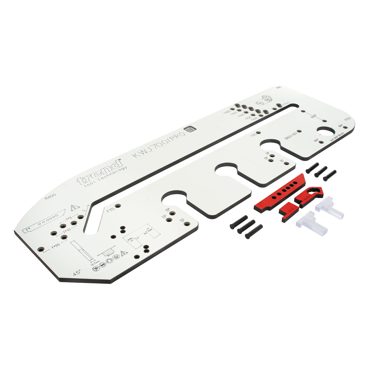 Trend 700mm Professional Kitchen Worktop Router Jig made from CNC-machined Compact Grade HPL for precise mitre joints