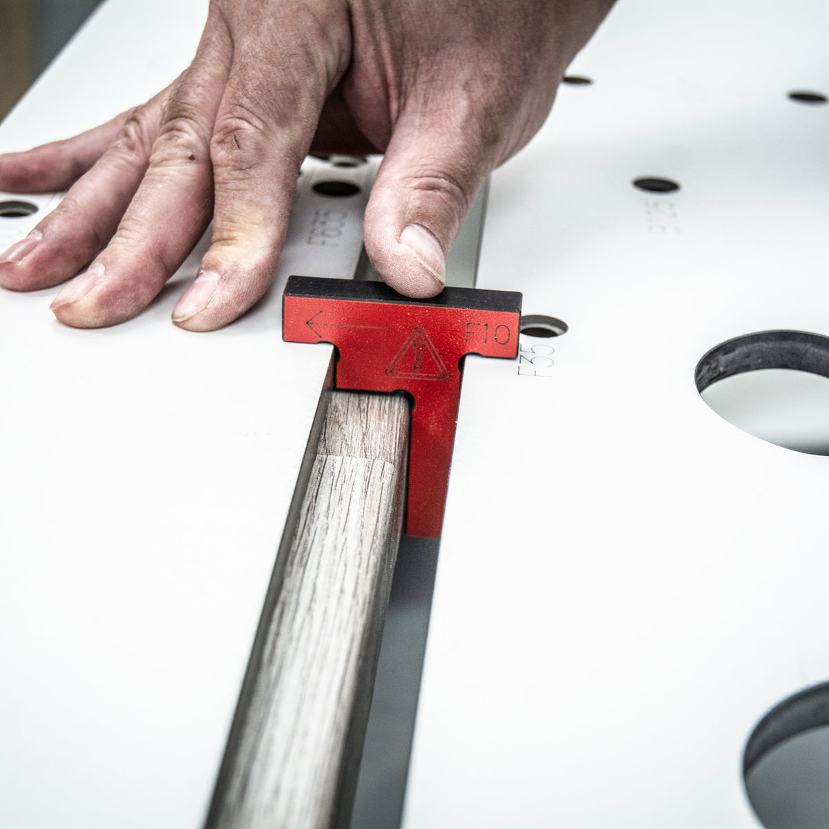 Trend 950mm Professional Kitchen Worktop Router Jig in use on laminate surface