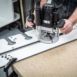 Trend 950mm Professional Kitchen Worktop Router Jig showcasing its precise CNC-machined Compact Grade High-Pressure Laminate construction