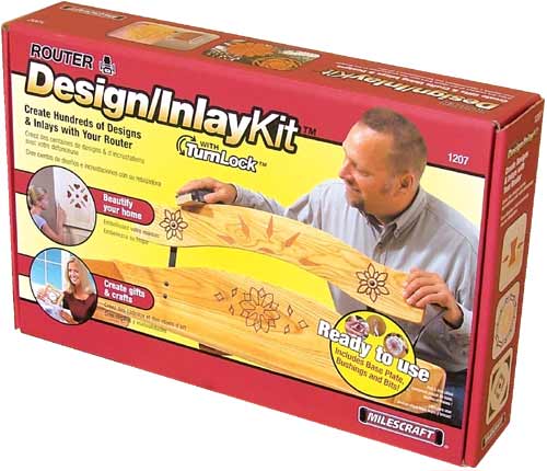 Milescraft SpiroCrafter Inlay Kit showing 16-position indexing marks and template patterns for precise woodworking designs