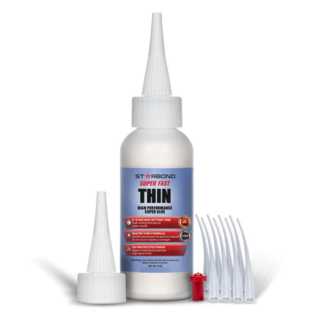 Starbond Super Fast Thin CA Super Glue - 2oz bottle in action, showcasing speedy bonding capability