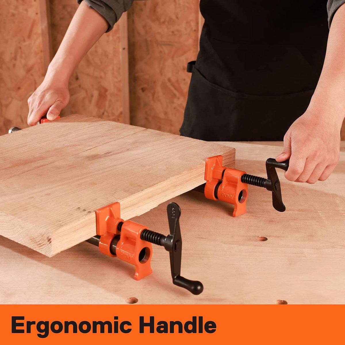 Pony Jorgensen Classic Clutched Pipe Clamp Fixture on woodwork project