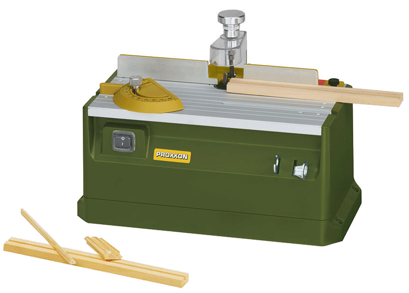 PROXXON MP-400 Micro Shaper Router Table 100W in use on a detailed timber piece