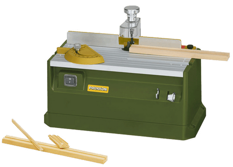 PROXXON MP-400 Micro Shaper Router Table 100W in use on a detailed timber piece