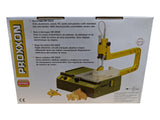 PROXXON DS-230/E Micro Scroll Saw in action on intricate woodworking project