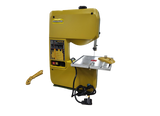 PROXXON MBS-240/E Micro Bandsaw in use cutting small wooden piece