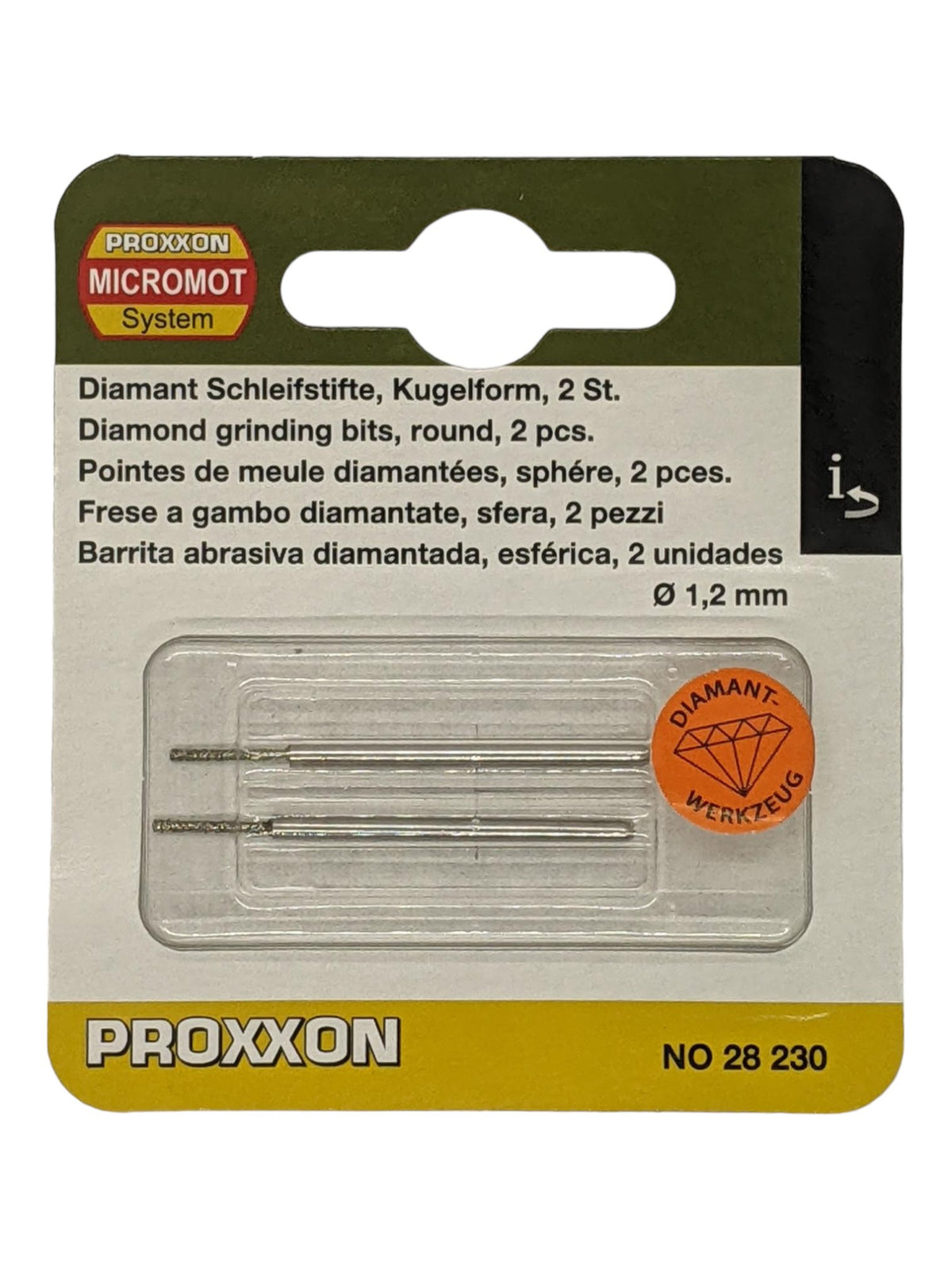PROXXON Diamond Grinding Drill Bits Ball Pack of 2 - Precision diamond-coated bits for glass and stone machining