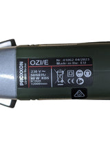 PROXXON OZI/E Delta Sander Corded 80W with Sanding Pads, showing close-up of die-cast zinc gear head