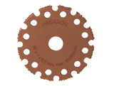 PROXXON Tungsten Carbide Cutting Disc 20mm Diameter in use on woodworking project