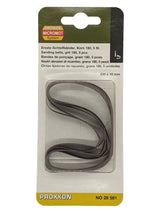 PROXXON Pack of 5 Corundum Sanding Belts for BS/A Power File Belt Sander - Close-up view displaying high-quality grit texture