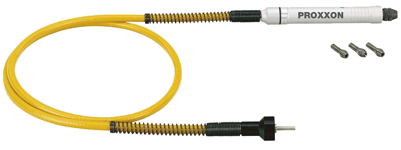 PROXXON MICROMOT 110/P Flexishaft rotary tool extension with six collets, 1m length, for versatile and precise woodworking