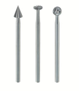 PROXXON Tungsten Vanadium Milling Bits 5mm Pack of 3 assorted shapes close-up view