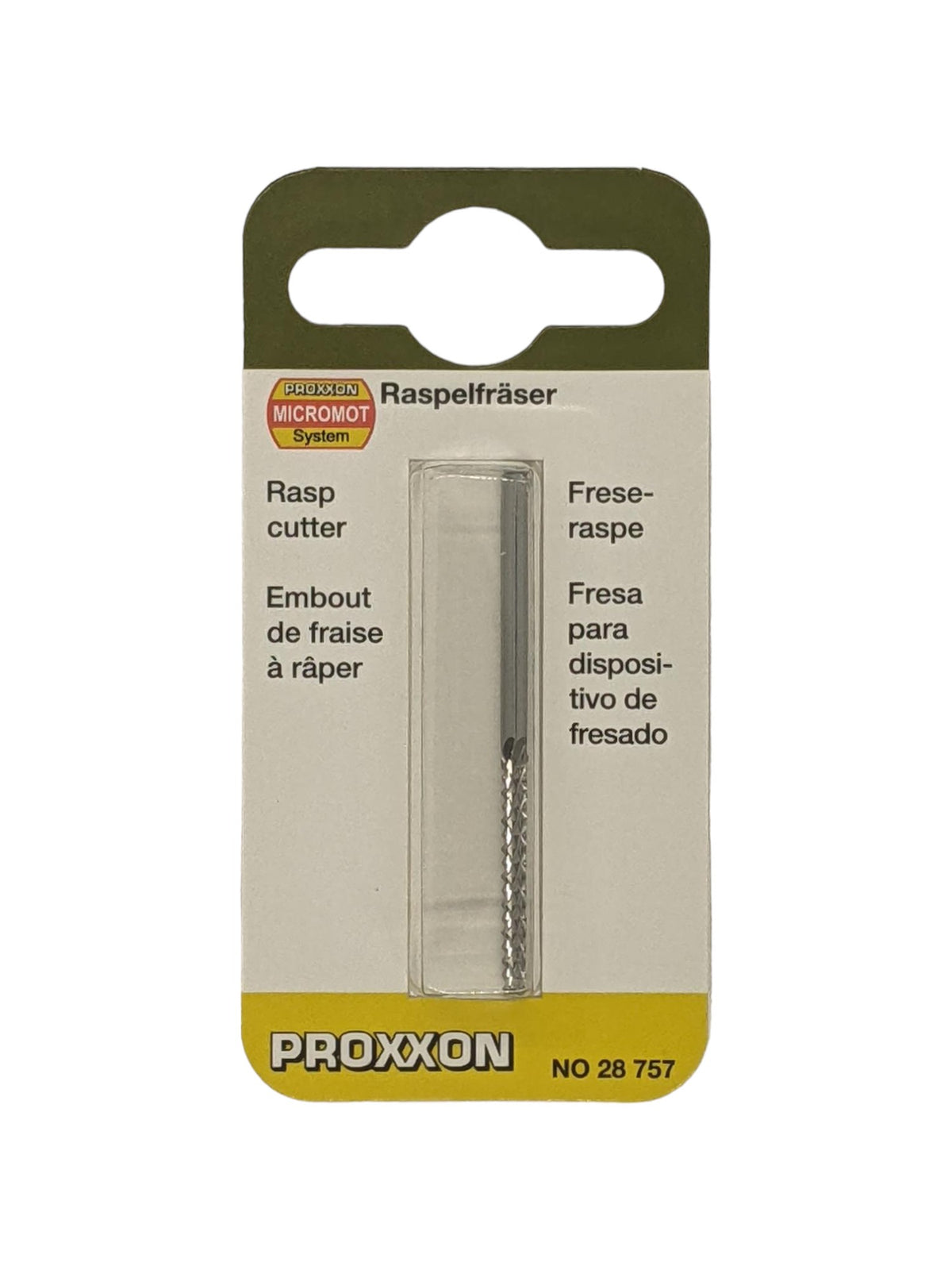 PROXXON 5.0mm Rasp Cutter milling bit in use on wood material