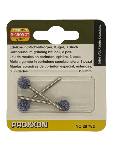 PROXXON 9mm Ball Corundum Grinding Bits x3 for precision grinding and chiselling of hard materials