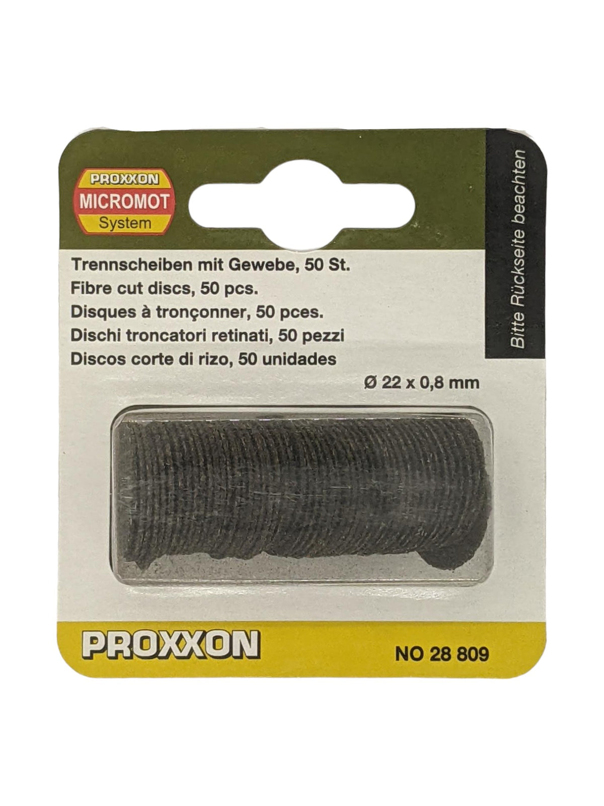 PROXXON 22mm Aluminium Oxide Cutoff Wheels in use on metal and plastic materials