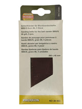 PROXXON Pack of 5 Corundum Sanding Belts for BBS/S Palm Belt Sander - Close-up of sanding belts with Corundum material