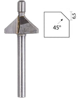 PROXXON 45-degree chamfer router bit for Micro Shaper, ideal for wood and fibreboard, with clean relief grinding
