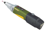Compact battery-powered rotary tool kit for drilling & grinding, ideal for intricate woodworking projects