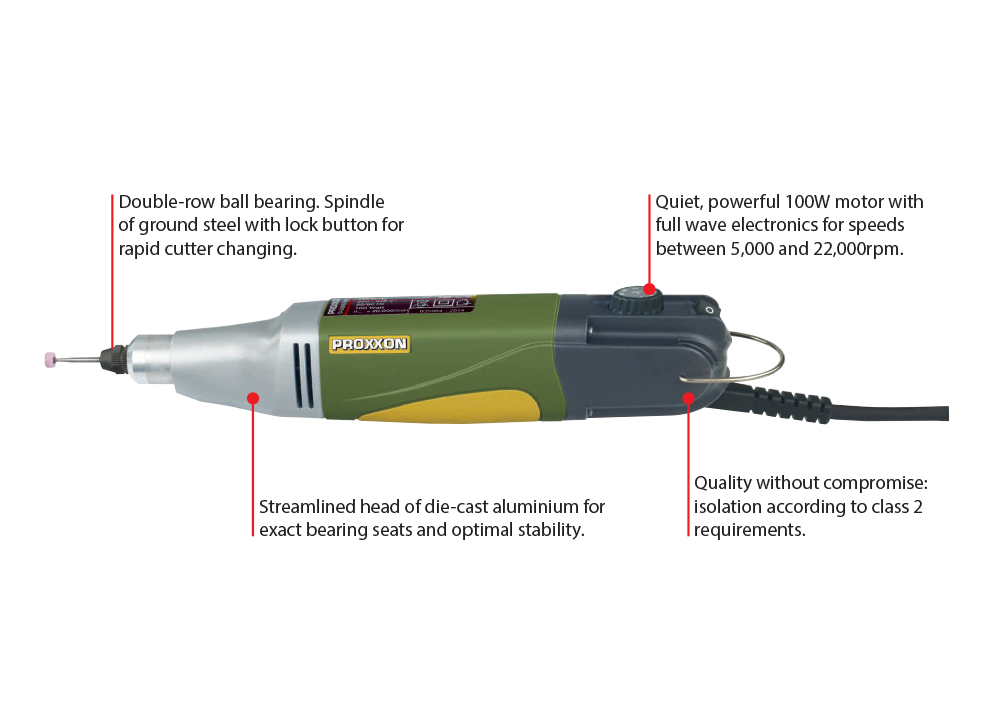 PROXXON EP/A Random Orbital Polisher Kit in action on metal surface - battery powered, variable speed, high performance