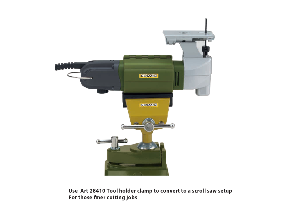 Battery-powered PROXXON STS/A Jig Saw kit with variable speed control, showcasing the lightweight and durable design