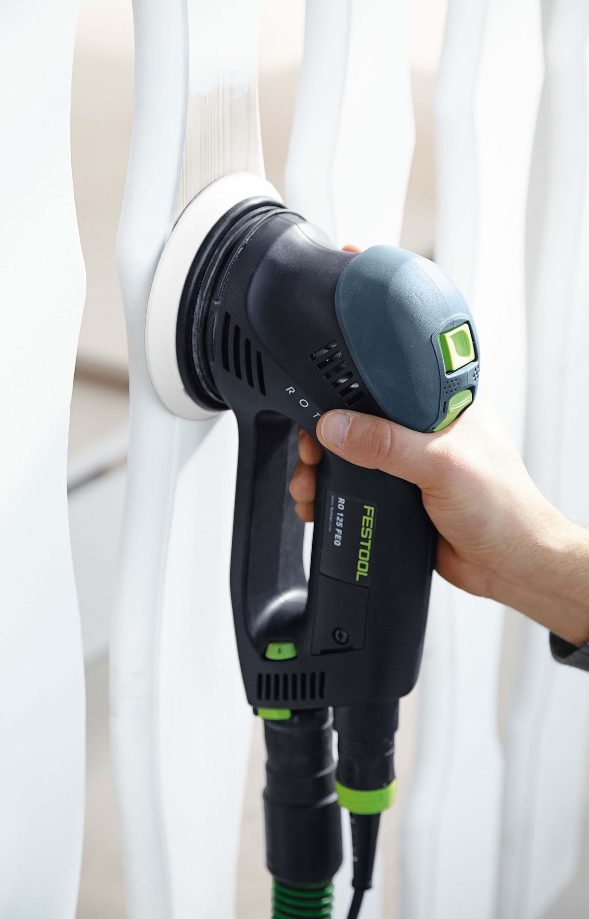 Festool RO 150mm ROTEX 3-in-1 sander in application, showcasing versatility and precision