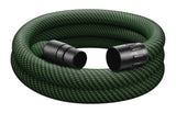 Festool 36mm Anti Static Smooth Suction Hose with RFID, temperature resistant to +70°C, features rotating adapter and tool end connector