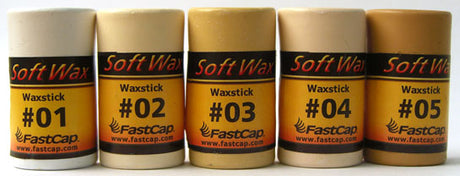 FastCap Set of 20 SoftWax Sticks in hard-shell case with Wax Wedge & Buffing Pad, perfect for wood repair and colour matching