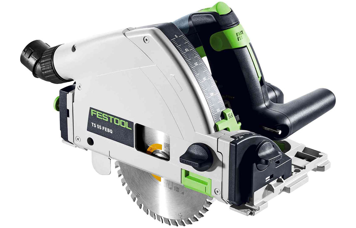 Festool TS 55F 160mm Plunge Cut Saw in Systainer with 1400mm Rail on wooden surface
